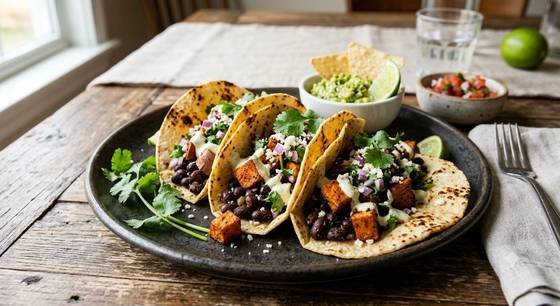 Black bean and sweet potato tacos
